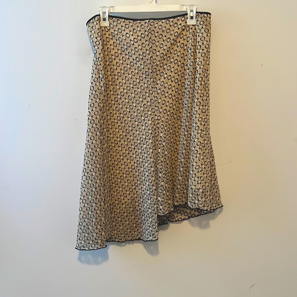 Vintage Asymmetrical Cream and Black Skirt